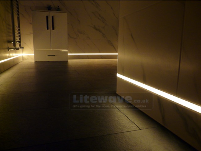 Virtually Dotless LED Lights in Bathroom Tiles